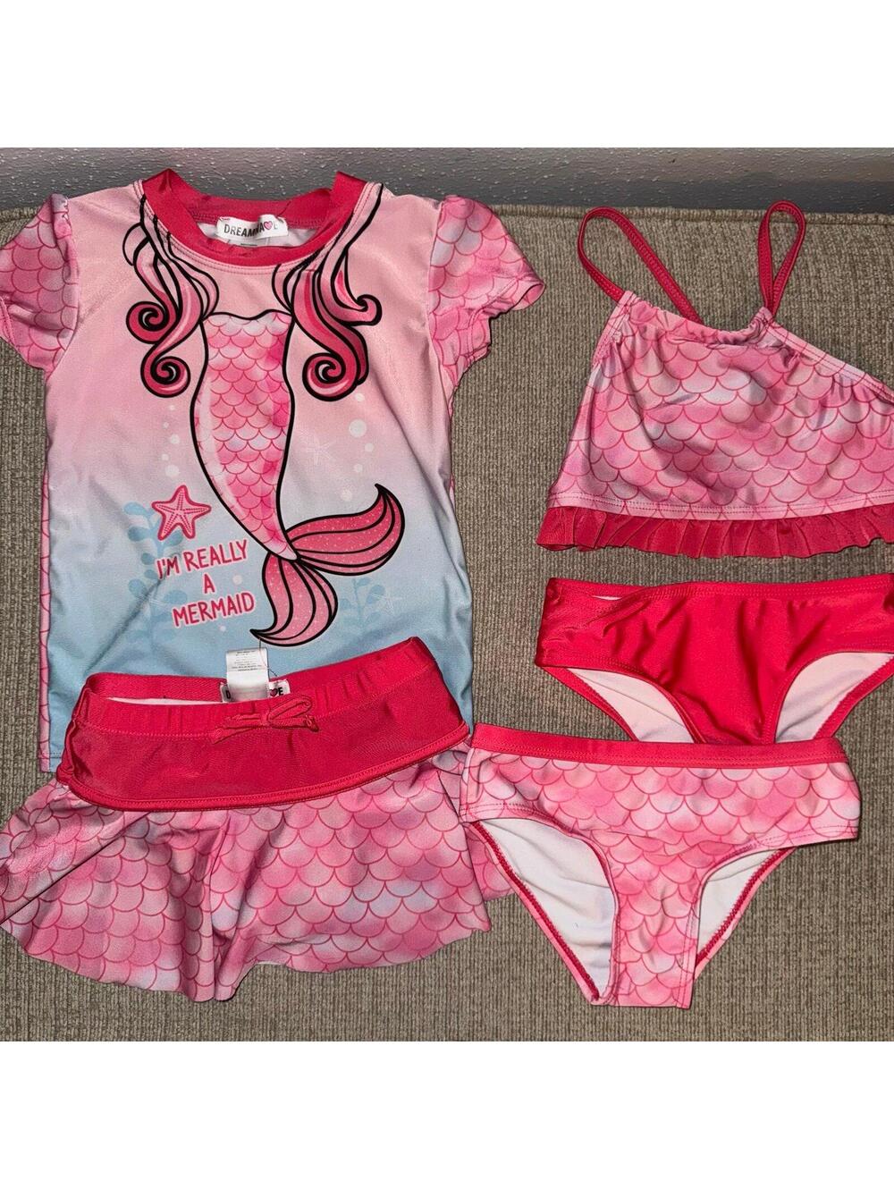 Dreamwave Toddler Girls Mermaid Princess 5 Piece Swimsuit Set